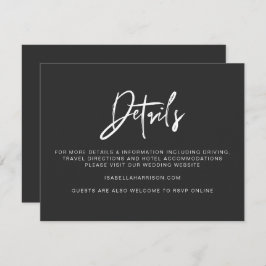 PRIYA Modern Black Wedding Details Card Einladung