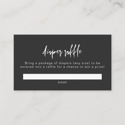 PRIYA Moderne Black Baby Diaper Raffel Platzkarte (Vorderseite)