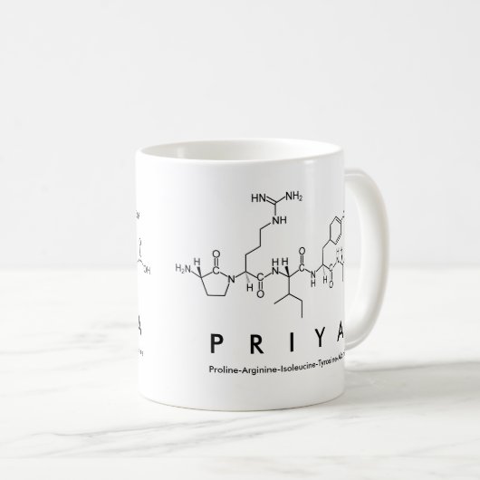 Priya Peptid-Namen-Tasse Kaffeetasse (VorderseiteRechts)