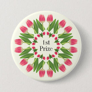 Prize, Birthday etc Pink Tulip Button Pin