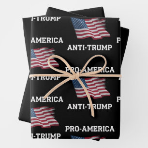 Pro America Anti Trump Vintag USA Flag Geschenkpapier Set