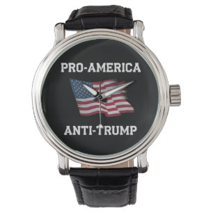 Pro Amerika Anti-Trump Vintage-USA-Flagge Armbanduhr
