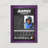 PRO Baseball-Karte mit der Trading Card des Stats  Telefonnummerkarte (Rückseite)