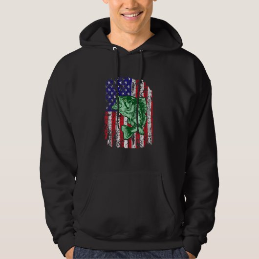 Pro Bass Fischen American Flag Angler Fischer 4t Hoodie (Vorderseite)