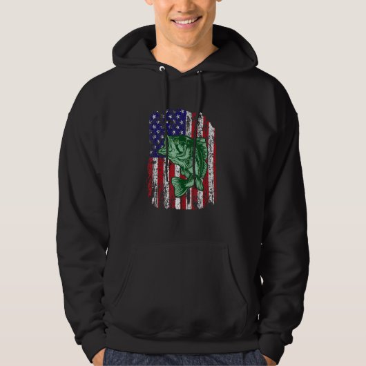 Pro Bass Fischen American Flag Angler Fischer 4t Hoodie (Vorderseite)