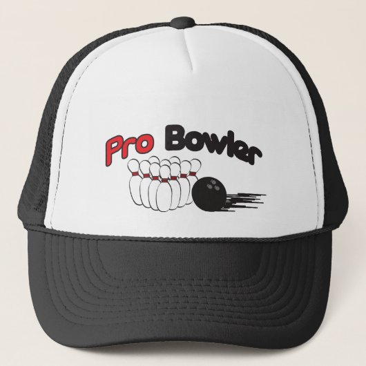 Pro Bowler Bowling 🎳 Pin and Ball Truckerkappe (Vorderseite)