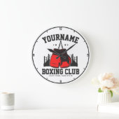 Pro Boxer ADD NAME Red Gloves Boxing Ring Training Große Wanduhr (Zuhause)
