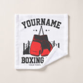 Pro Boxer ADD NAME Red Gloves Boxring Training Badhandtuch Set (Waschlappen)