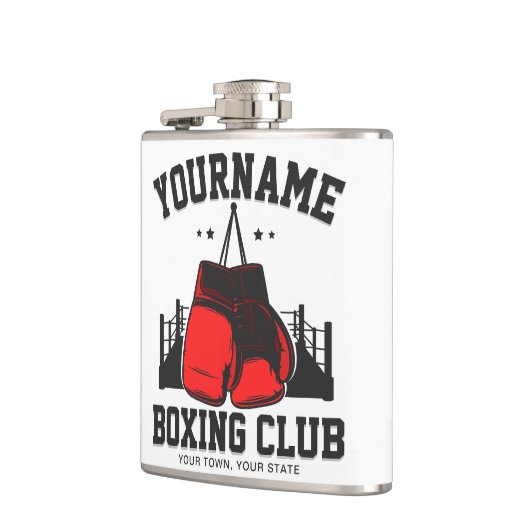 Pro Boxer ADD NAME Red Gloves Boxring Training Flachmann (Links)