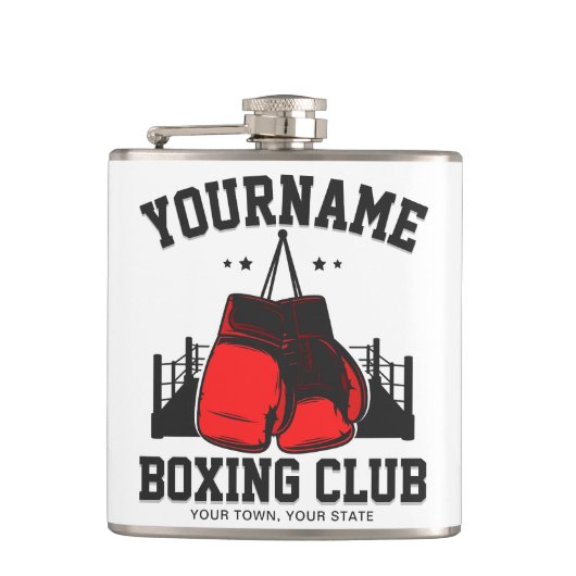 Pro Boxer ADD NAME Red Gloves Boxring Training Flachmann (Vorderseite)