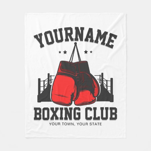 Pro Boxer ADD NAME Red Gloves Boxring Training Fleecedecke (Vorderseite)