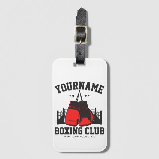Pro Boxer ADD NAME Red Gloves Boxring Training Gepäckanhänger (Vorderseite Vertikal)