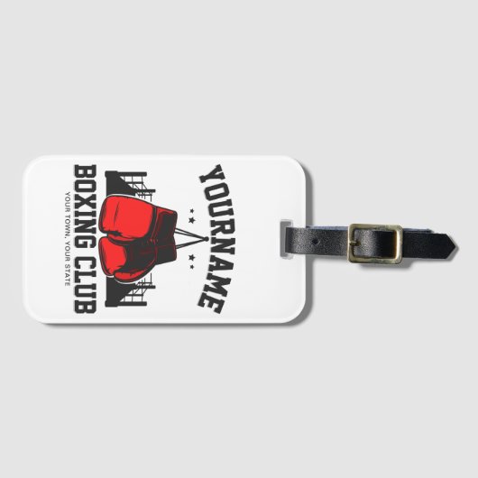 Pro Boxer ADD NAME Red Gloves Boxring Training Gepäckanhänger (Vorderseite (Horizontal))