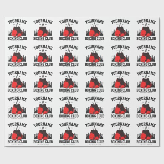 Pro Boxer ADD NAME Red Gloves Boxring Training Geschenkpapier (Flach)