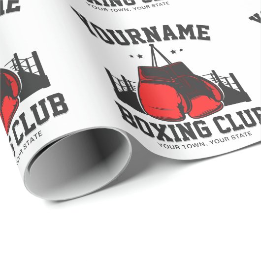 Pro Boxer ADD NAME Red Gloves Boxring Training Geschenkpapier (Rolleneckpunkt)