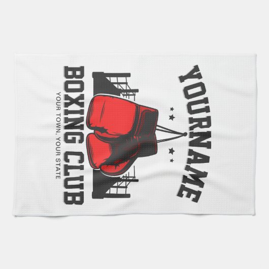 Pro Boxer ADD NAME Red Gloves Boxring Training Geschirrtuch (Horizontal)