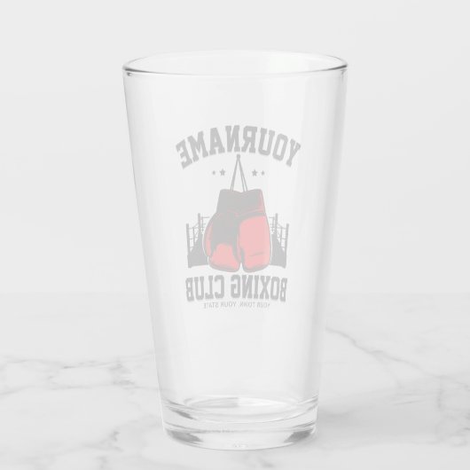 Pro Boxer ADD NAME Red Gloves Boxring Training Glas (Rückseite)