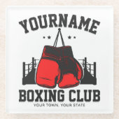 Pro Boxer ADD NAME Red Gloves Boxring Training Glasuntersetzer (Vorderseite)