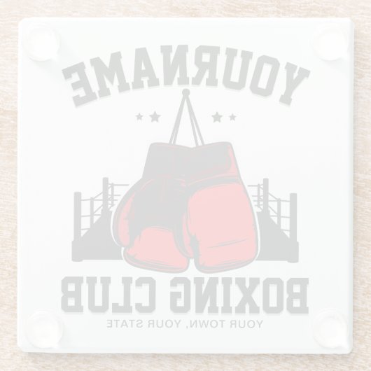 Pro Boxer ADD NAME Red Gloves Boxring Training Glasuntersetzer (Rückseite)