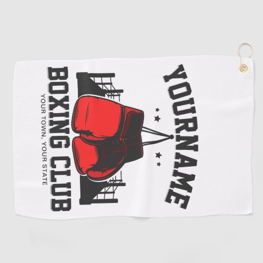 Pro Boxer ADD NAME Red Gloves Boxring Training Golfhandtuch (Horizontal)