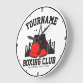 Pro Boxer ADD NAME Red Gloves Boxring Training Große Wanduhr (Winkel)