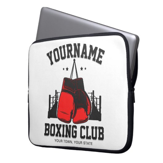 Pro Boxer ADD NAME Red Gloves Boxring Training Laptopschutzhülle (Vorderseite Links)