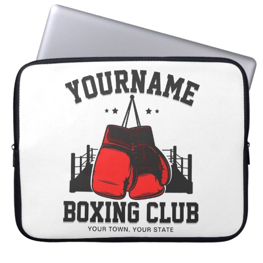 Pro Boxer ADD NAME Red Gloves Boxring Training Laptopschutzhülle (Vorderseite)