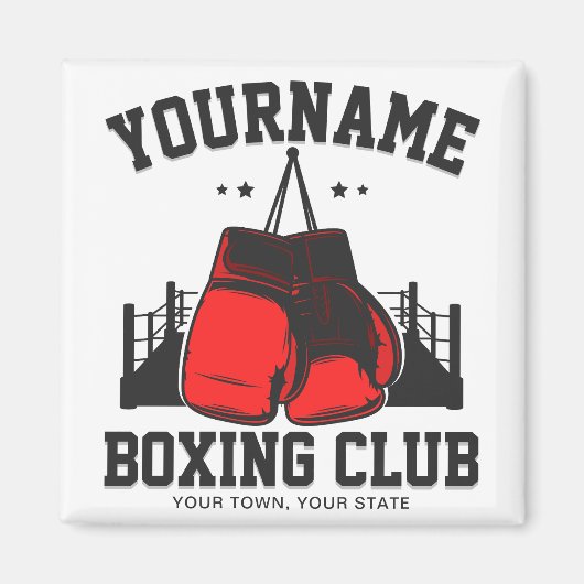 Pro Boxer ADD NAME Red Gloves Boxring Training Magnet (Vorne)