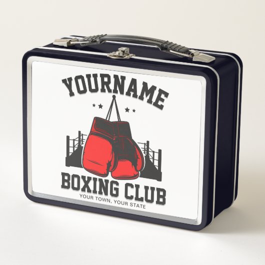 Pro Boxer ADD NAME Red Gloves Boxring Training Metall Brotdose (Vorderseite)