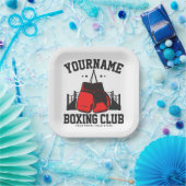 Pro Boxer ADD NAME Red Gloves Boxring Training Pappteller (Party)