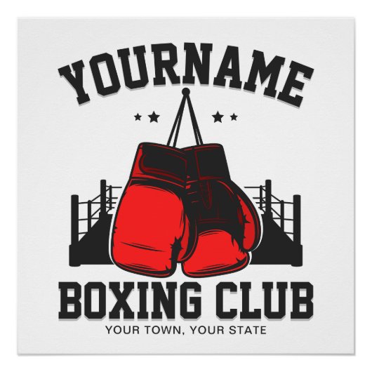 Pro Boxer ADD NAME Red Gloves Boxring Training Poster (Vorderseite)