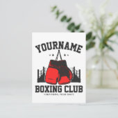 Pro Boxer ADD NAME Red Gloves Boxring Training Postkarte (Stehend Vorderseite)