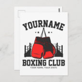 Pro Boxer ADD NAME Red Gloves Boxring Training Postkarte (Vorne/Hinten)