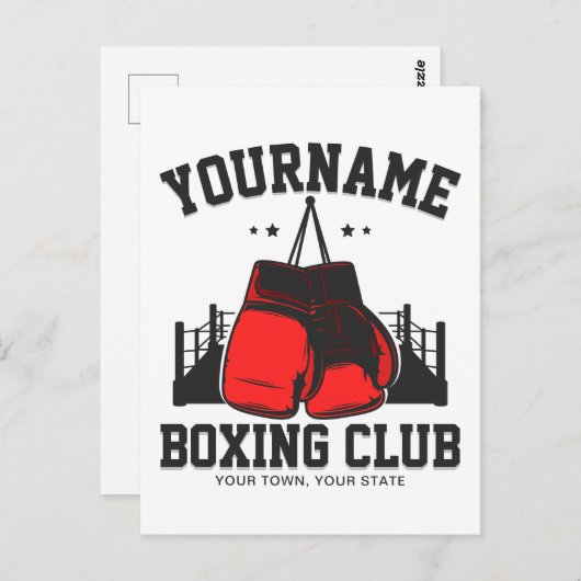 Pro Boxer ADD NAME Red Gloves Boxring Training Postkarte (Vorne/Hinten)