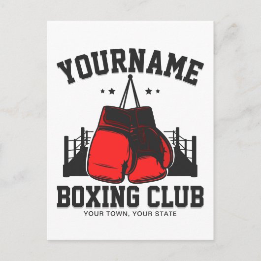 Pro Boxer ADD NAME Red Gloves Boxring Training Postkarte (Vorderseite)