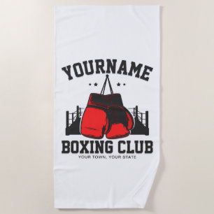 Pro Boxer ADD NAME Red Gloves Boxring Training Strandtuch