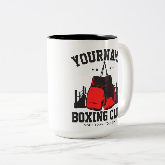 Pro Boxer ADD NAME Red Gloves Boxring Training Zweifarbige Tasse (VorderseiteRechts)