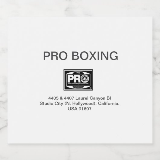 PRO BOXING ALKOHOLFLASCHENETIKETT (Einzelnes Label)