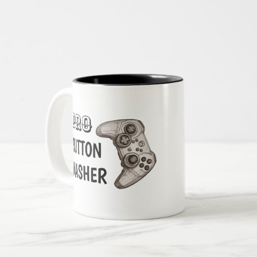Pro Button Masher | Funny Video Game Controller Zweifarbige Tasse (Vorderseite Links)