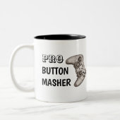 Pro Button Masher | Funny Video Game Controller Zweifarbige Tasse (Links)