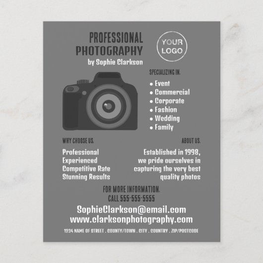 Pro Camera Icon, Fotograf, Fotograf, Miete Flyer (Vorne)