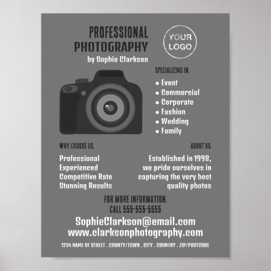 Pro Camera Icon, Fotograf, Fotograf, Miete Poster (Vorne)