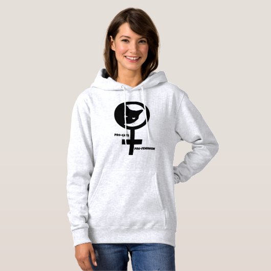Pro Cats Pro Feminismus Hoodie (Vorne ganz)