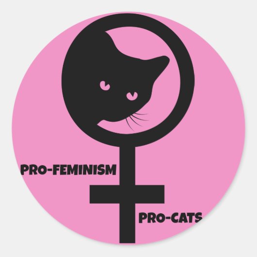 Pro Cats Pro Feminismus Runder Aufkleber (Vorderseite)