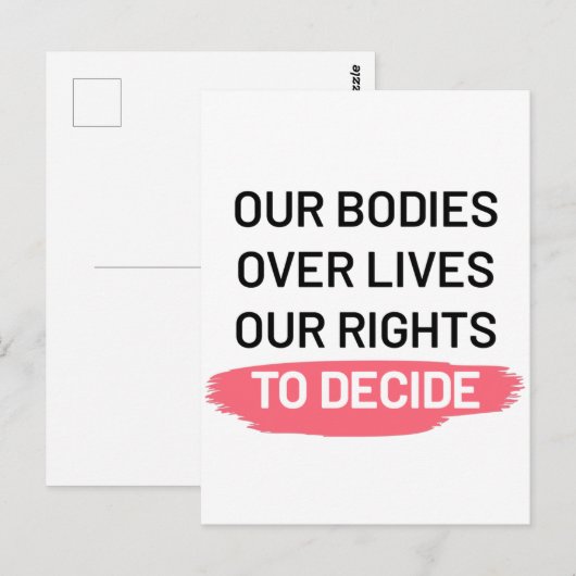 Pro Choice Abortion Rights Design Postkarte (Vorne/Hinten)