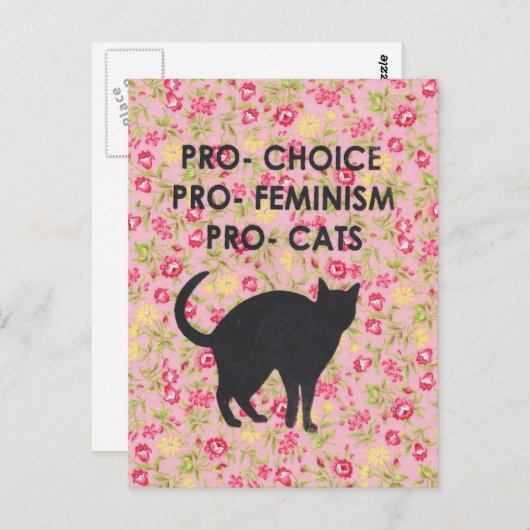 Pro-Choice/Feminism/Cats Postkarte (Vorne/Hinten)
