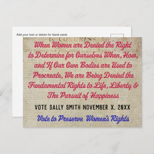 Pro Choice für Freiheit und Glück des Lebens Postkarte (Vorne/Hinten)