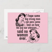 Pro Choice Politischer Cartoon Retro Feminist Spaß Postkarte (Vorne/Hinten)