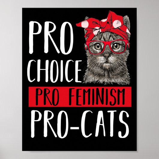 Pro Choice Pro Feminism Pro Cats Cat With Bandana Poster (Vorne)