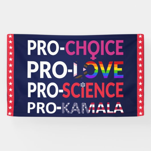 Pro-Choice, Pro-Liebe, Pro-Science, Pro-Kamala 202 Banner (Horizontal)